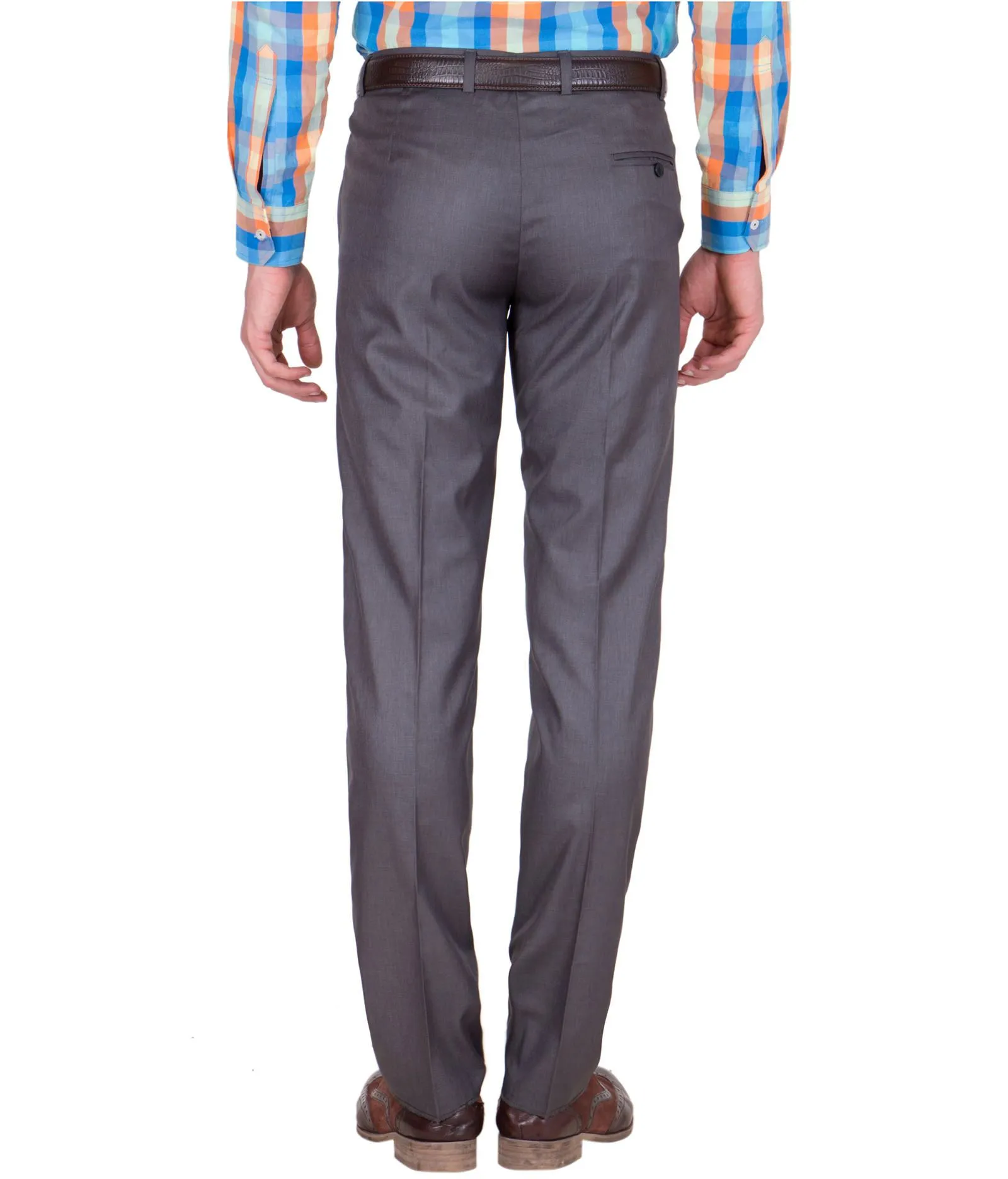 American-Elm Men's Cotton Blend Dark Grey Formal Trouser