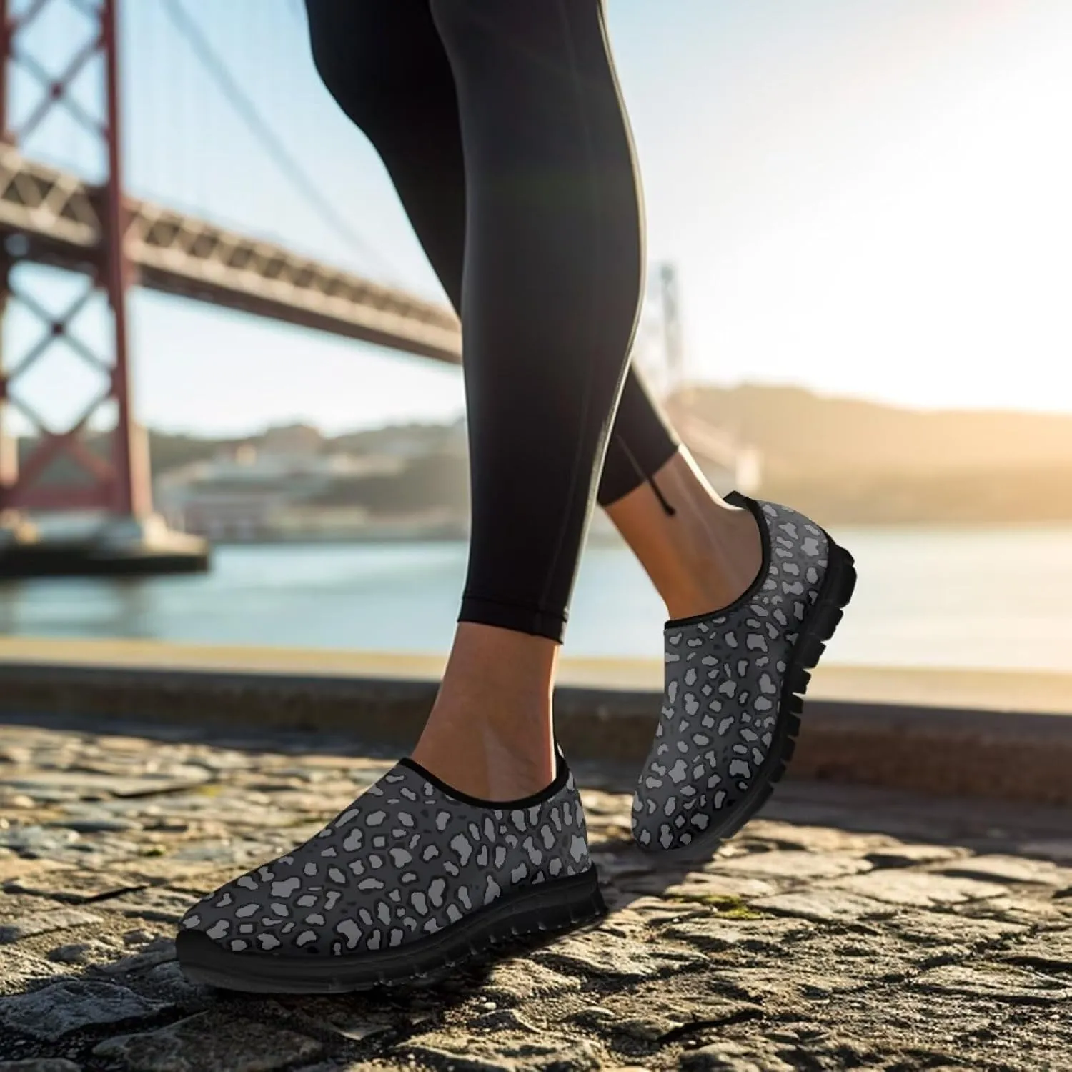 Animal Print Loafers for Women Dressy Non Slip Breathable Athletic Sneaker Lightweight Low Cut Tennis Shoes Flat Walking Driving Shoe
