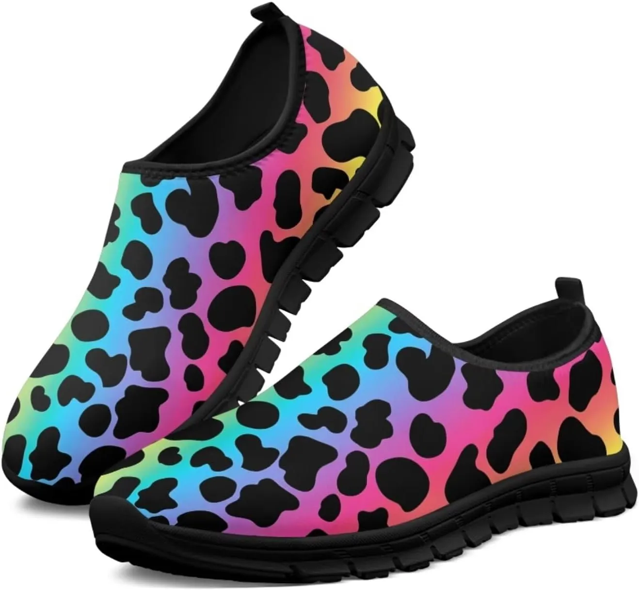Animal Print Loafers for Women Dressy Non Slip Breathable Athletic Sneaker Lightweight Low Cut Tennis Shoes Flat Walking Driving Shoe