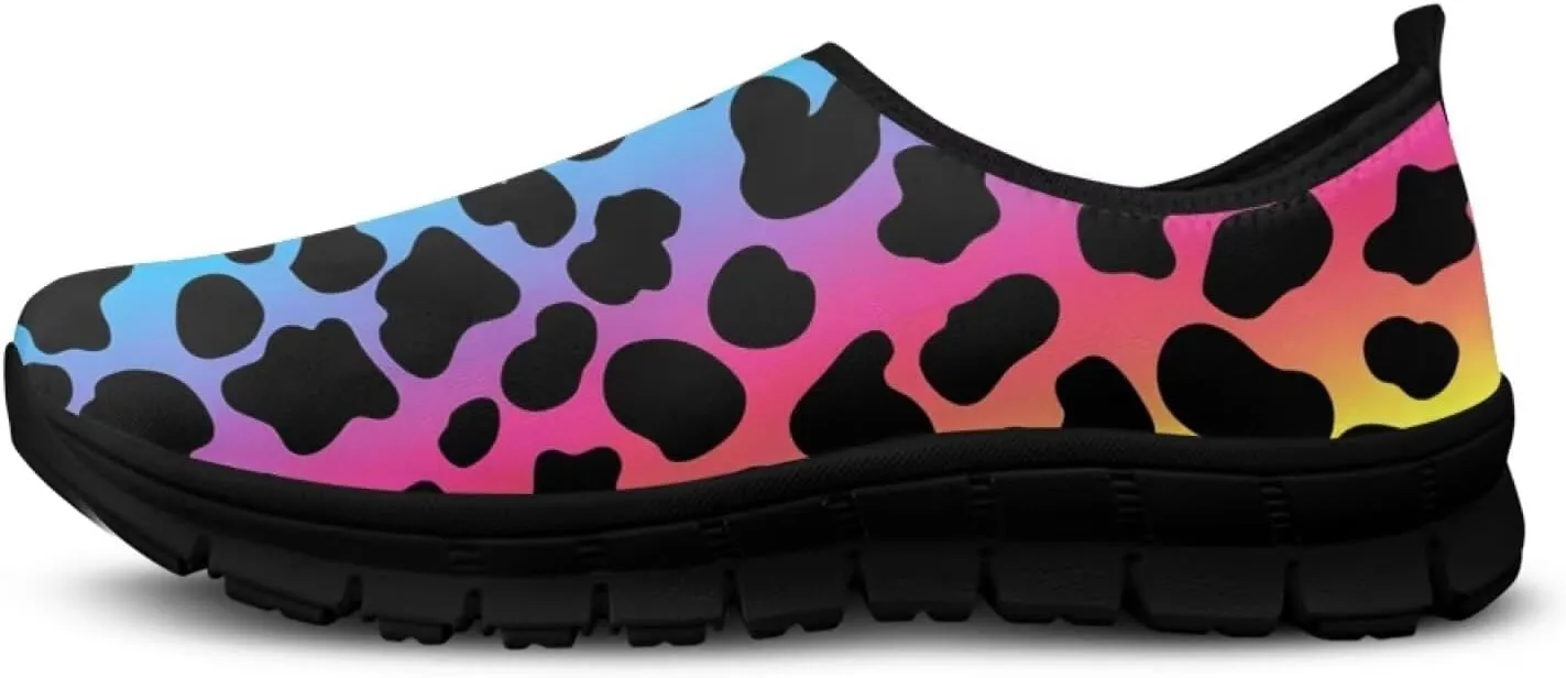 Animal Print Loafers for Women Dressy Non Slip Breathable Athletic Sneaker Lightweight Low Cut Tennis Shoes Flat Walking Driving Shoe