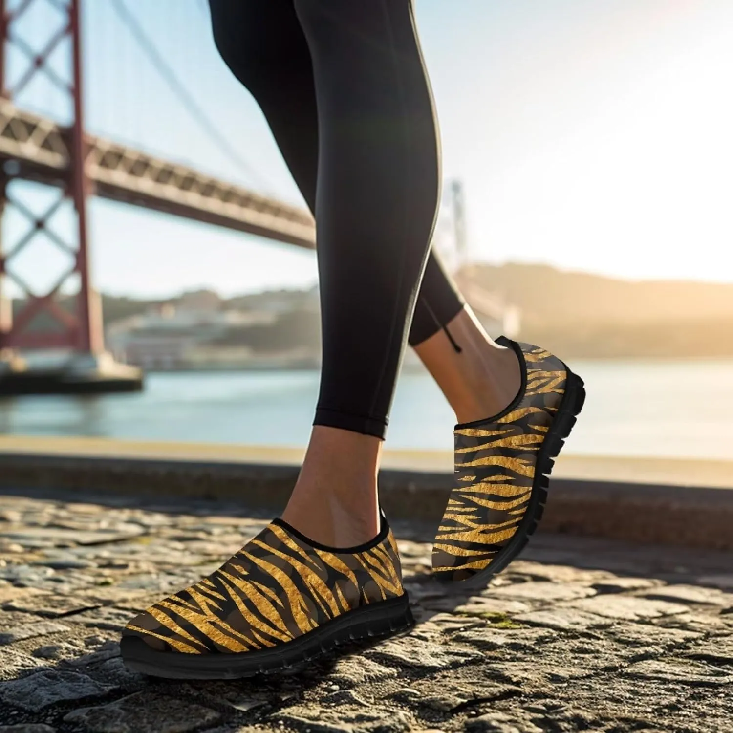 Animal Print Loafers for Women Dressy Non Slip Breathable Athletic Sneaker Lightweight Low Cut Tennis Shoes Flat Walking Driving Shoe