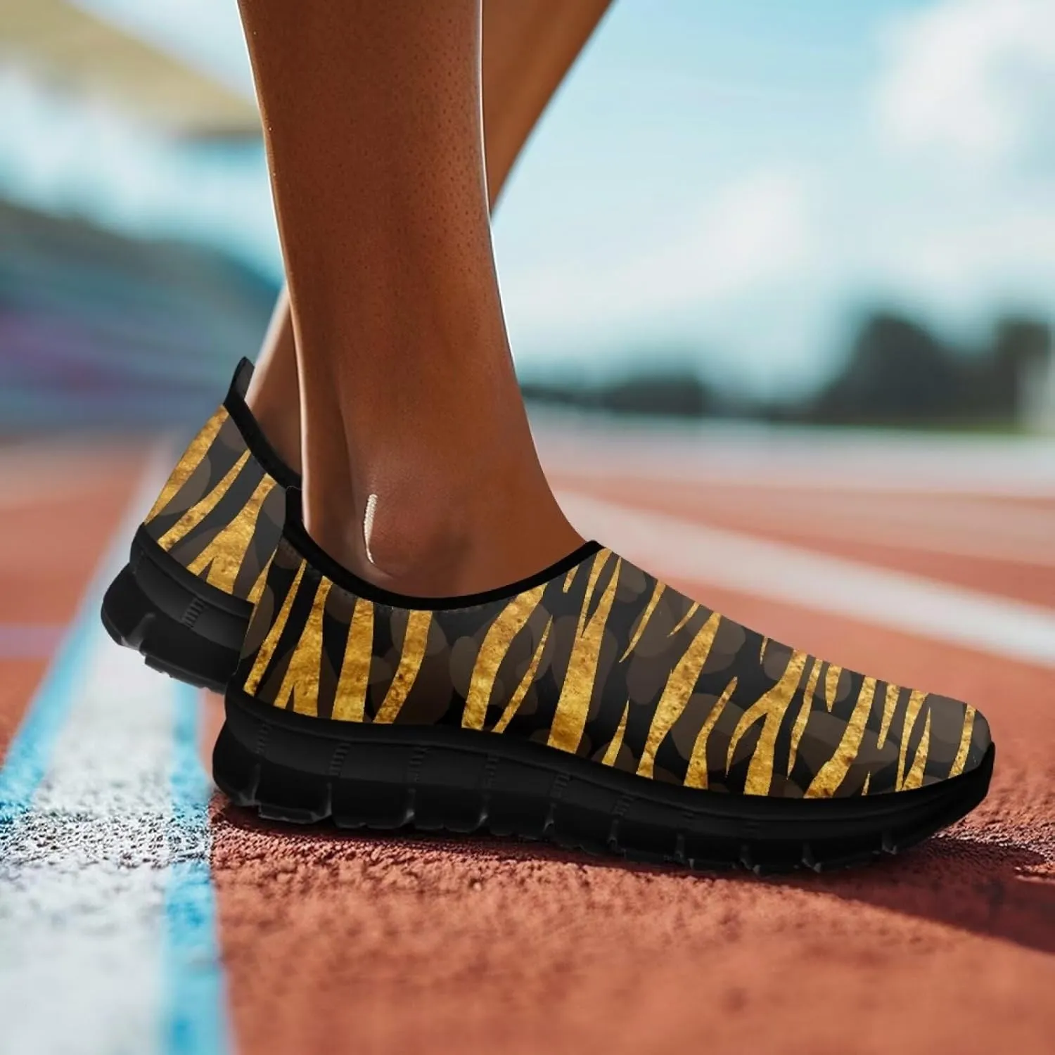 Animal Print Loafers for Women Dressy Non Slip Breathable Athletic Sneaker Lightweight Low Cut Tennis Shoes Flat Walking Driving Shoe