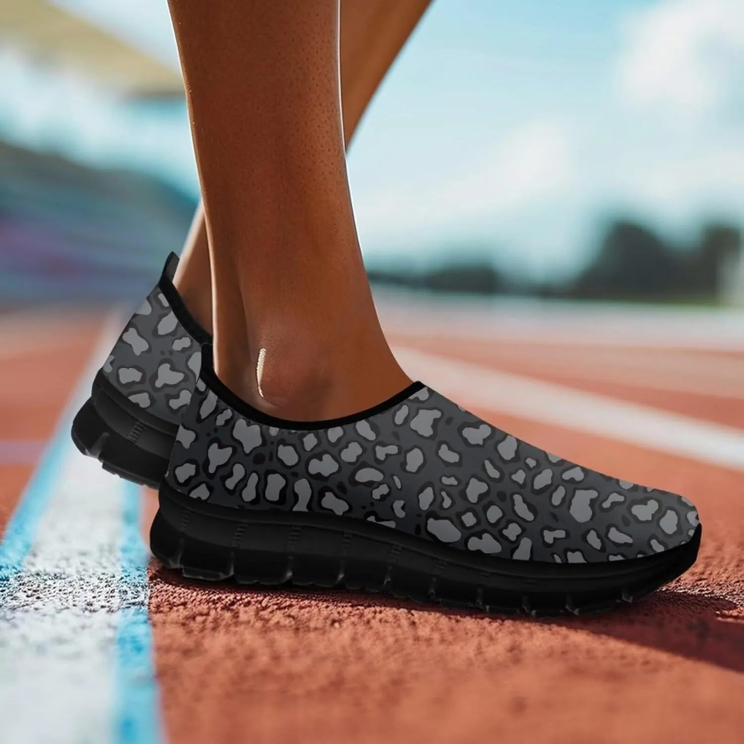 Animal Print Loafers for Women Dressy Non Slip Breathable Athletic Sneaker Lightweight Low Cut Tennis Shoes Flat Walking Driving Shoe