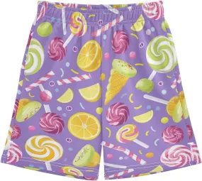 Colorful Candy and Lollipops Shorts with Pockets for Boys Pull on Athletic Lounge Shorts Outdoor 7-15Y