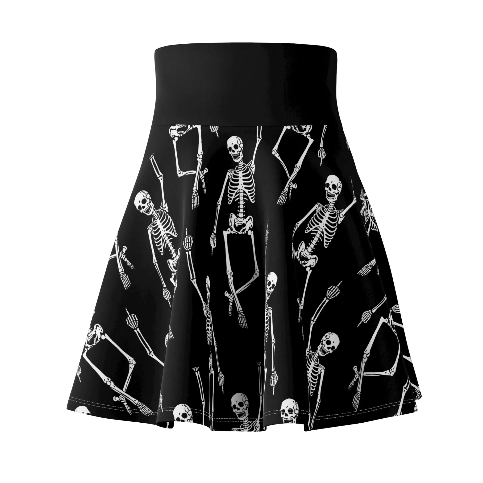 F U Skeleton Middle Finger Skater Skirt