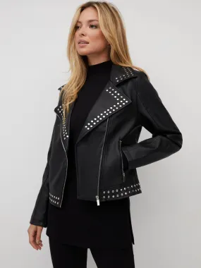 Faux-Leather Studded Jacket