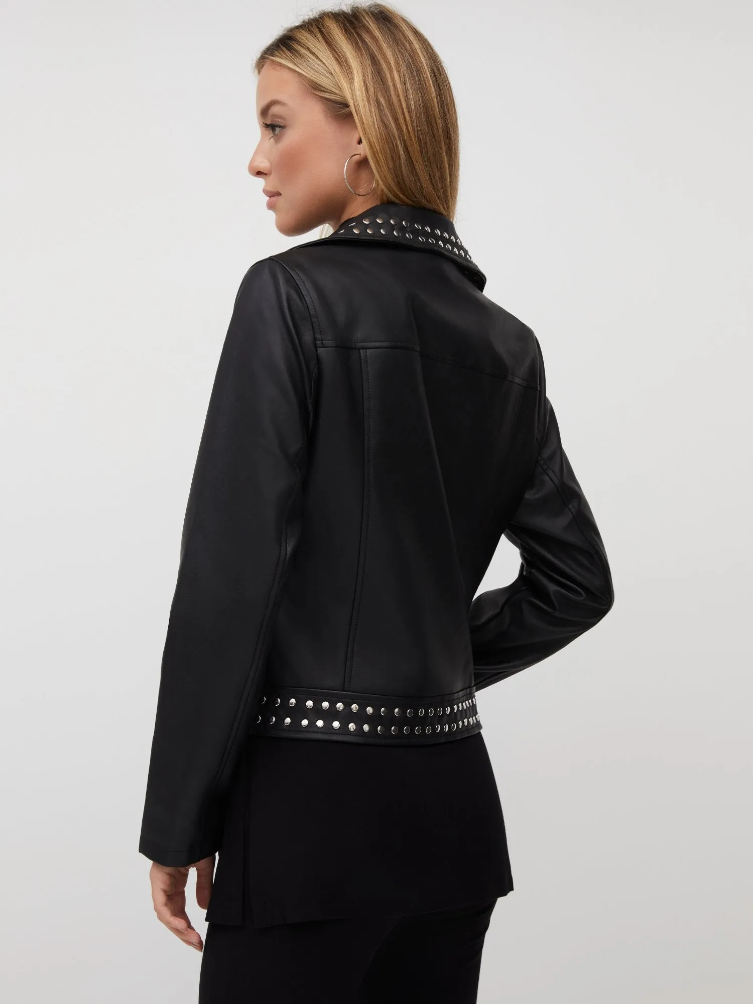 Faux-Leather Studded Jacket