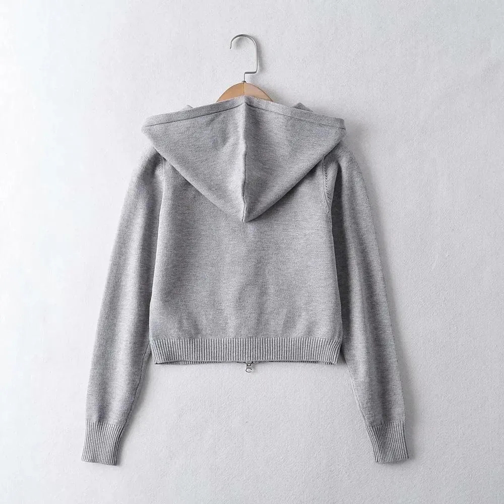 Geometric Printed Long Sleeve Zipper Sweater Coat