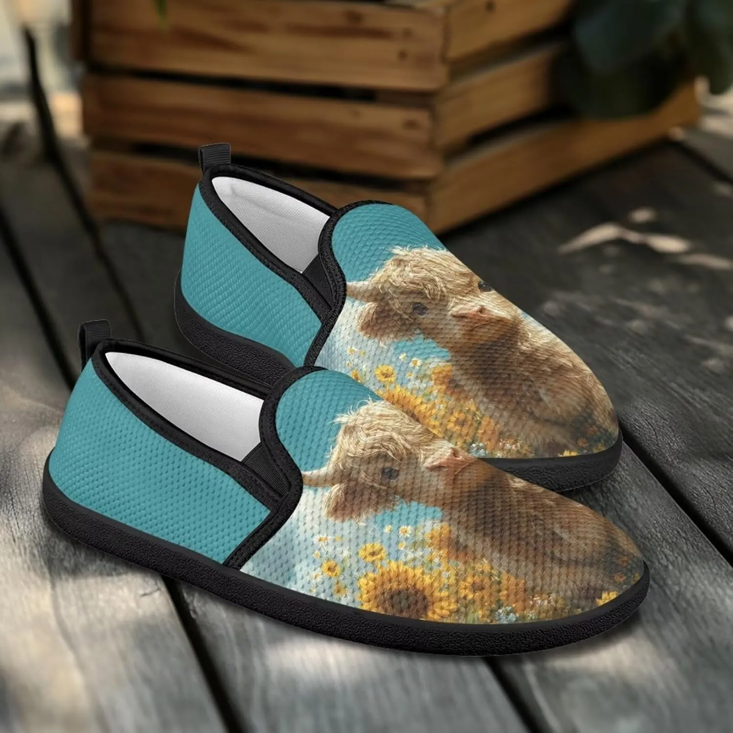 Horse Flat Mesh Shoes for Women Comfortable Office Work Shoes Breathable Mesh Anti-Slip Casual Sneakers