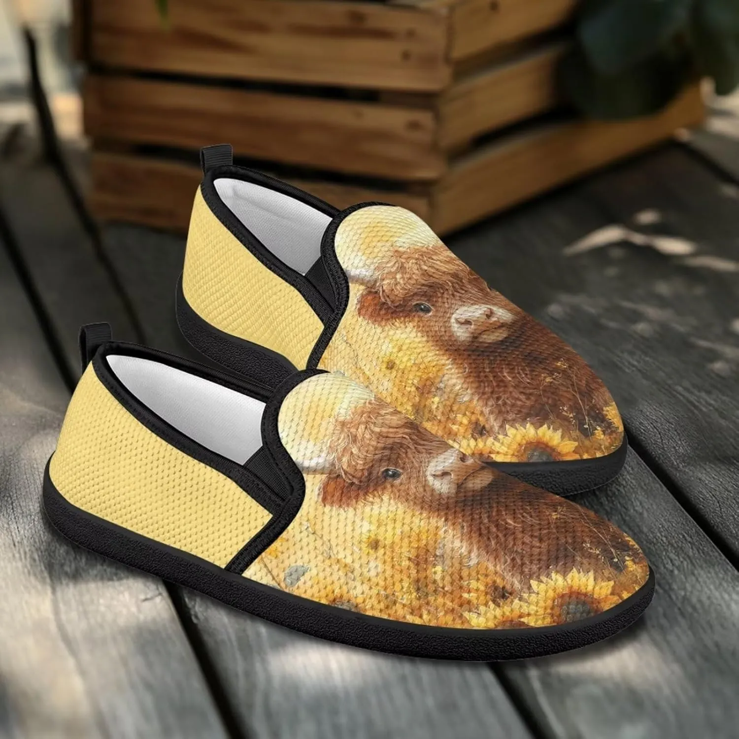Horse Flat Mesh Shoes for Women Comfortable Office Work Shoes Breathable Mesh Anti-Slip Casual Sneakers