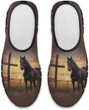 Horse Slip On Sneakers Comfort Loafers for Women Dressy Clothes Breathable Low Cut Shoes Flats Soft Sole Casual Walking Shoe