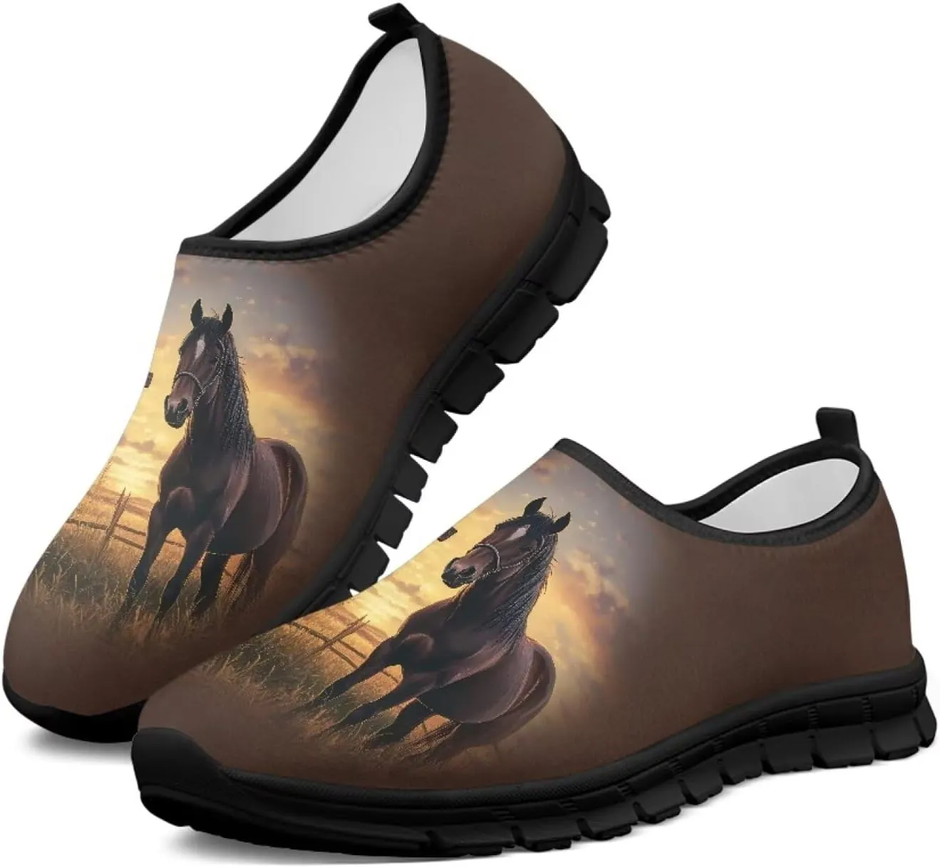 Horse Slip On Sneakers Comfort Loafers for Women Dressy Clothes Breathable Low Cut Shoes Flats Soft Sole Casual Walking Shoe
