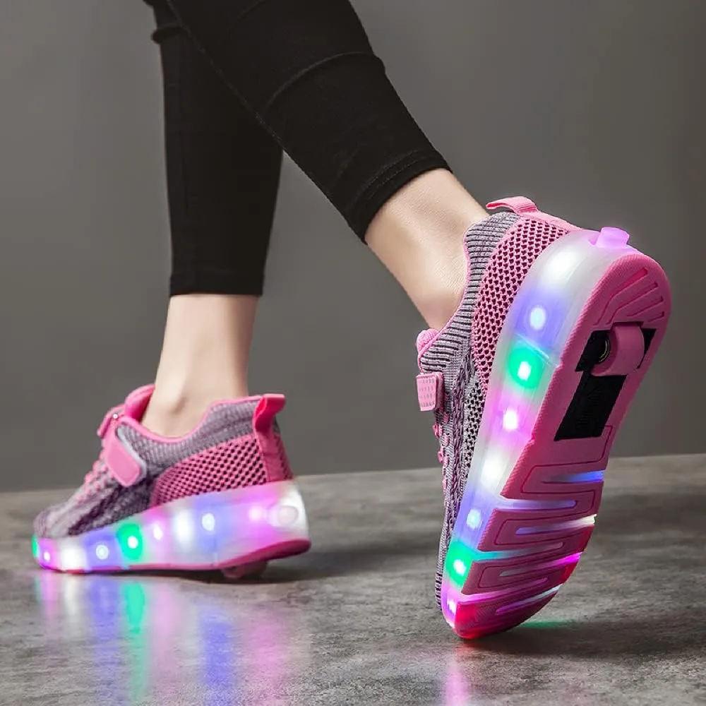 LED Light Up Roller Skates for Kids - Boys & Girls Shoes with Wheels - Colorful Light Shoes