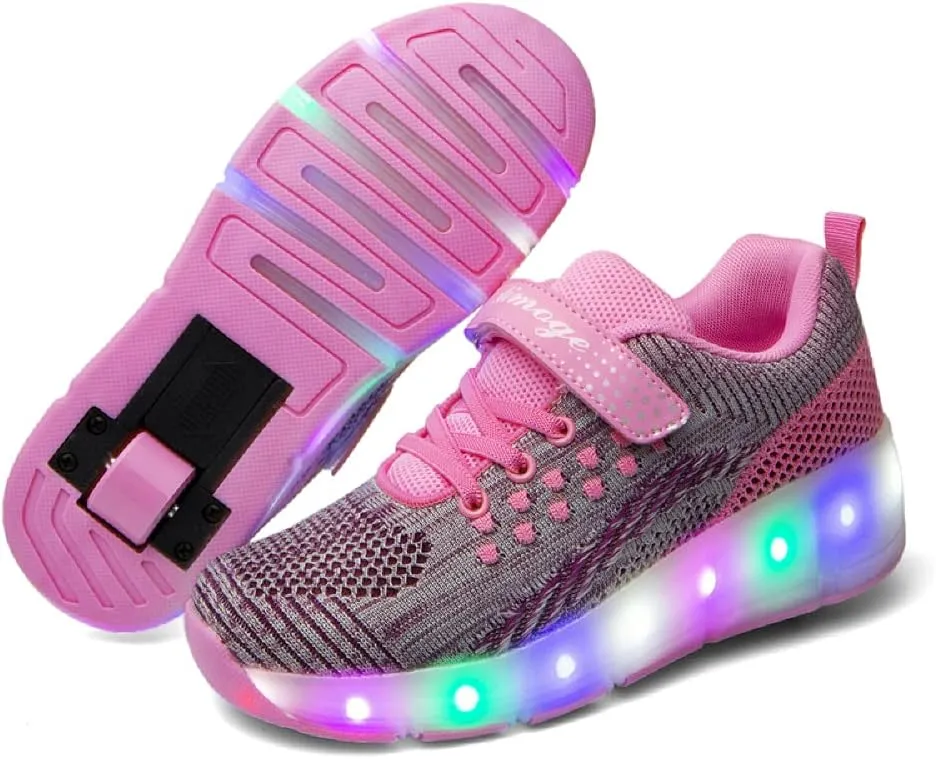 LED Light Up Roller Skates for Kids - Boys & Girls Shoes with Wheels - Colorful Light Shoes