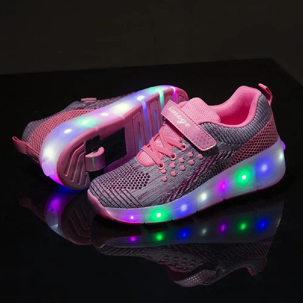 LED Light Up Roller Skates for Kids - Boys & Girls Shoes with Wheels - Colorful Light Shoes