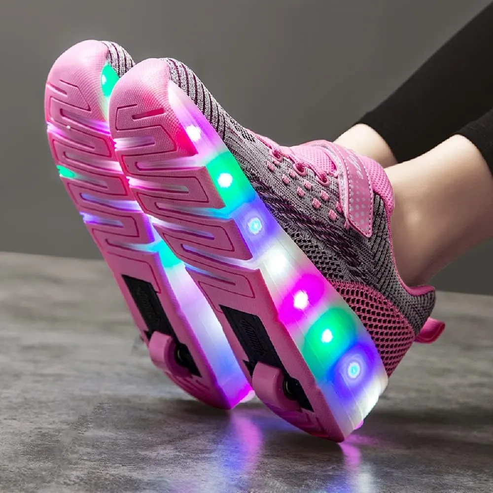 LED Light Up Roller Skates for Kids - Boys & Girls Shoes with Wheels - Colorful Light Shoes