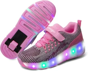 LED Light Up Roller Skates for Kids - Boys & Girls Shoes with Wheels - Colorful Light Shoes