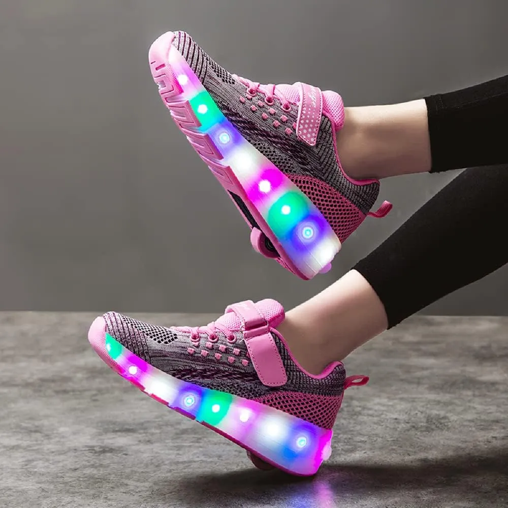 LED Light Up Roller Skates for Kids - Boys & Girls Shoes with Wheels - Colorful Light Shoes
