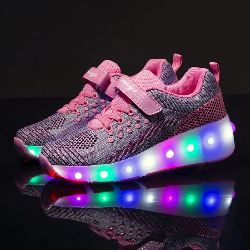 LED Light Up Roller Skates for Kids - Boys & Girls Shoes with Wheels - Colorful Light Shoes