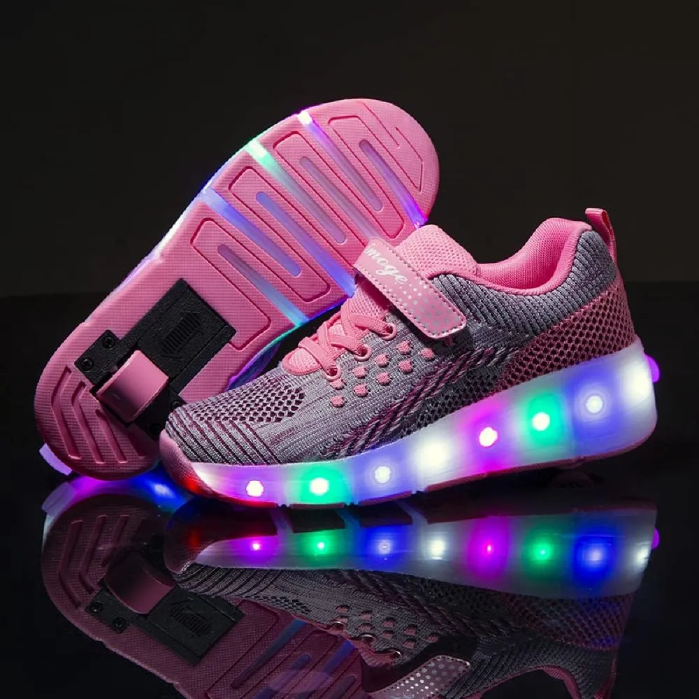LED Light Up Roller Skates for Kids - Boys & Girls Shoes with Wheels - Colorful Light Shoes