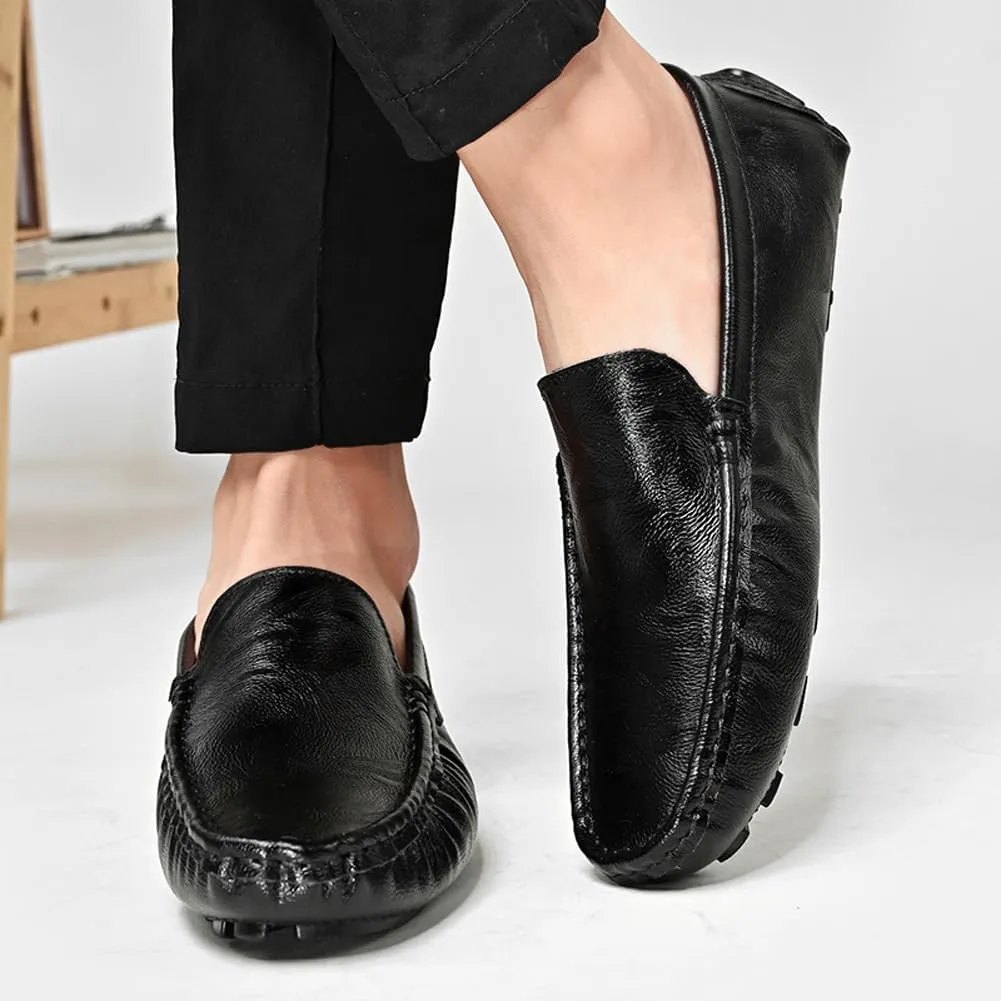 Men's Lightweight Soft Casual Genuine Leather Penny Loafer Flats Slip On Driving Walking Shoes