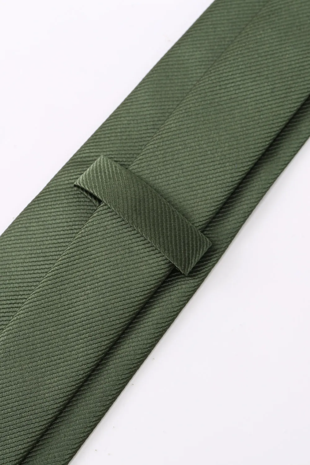 Men's Olive Solid Formal 3-Piece Satin Skinny Tie