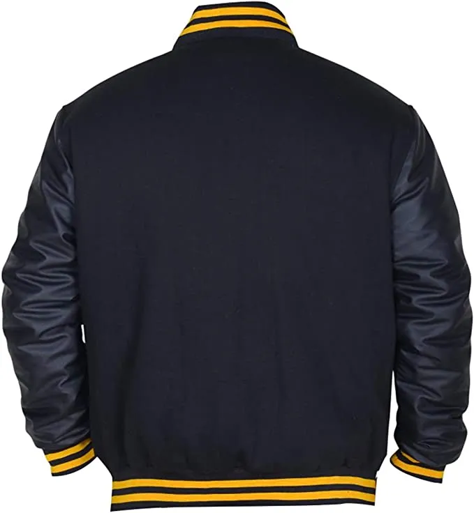 Mens Pittsburgh Pirates P Logo Baseball Majestic Varsity Black Letterman Bomber Jacket