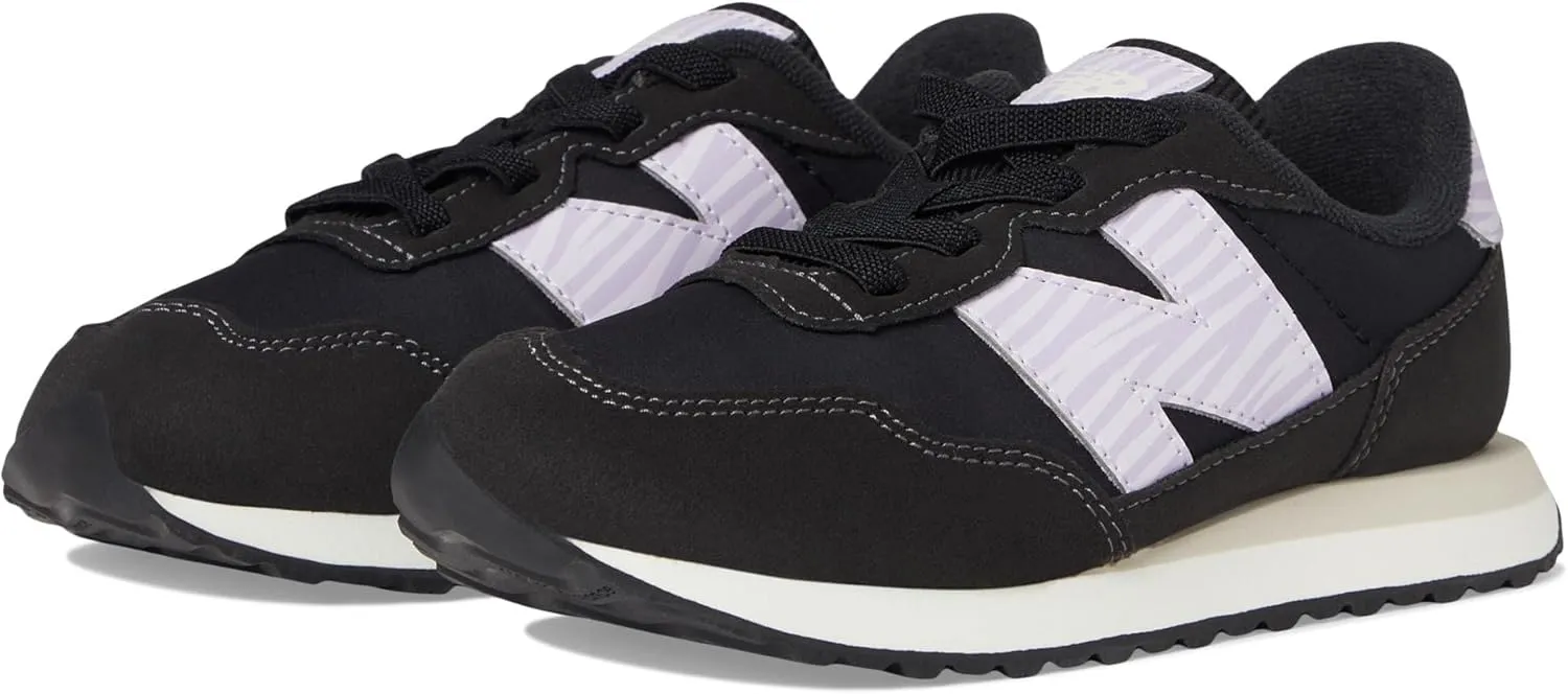 New Balance Kids 237 Bungee Sneaker, BLACK/LILAC GLO, 11 W Little Kid (4-8 Years)