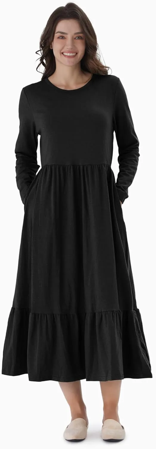 PATPAT Mommy and Me Long Sleeve Matching Dresses, Mother Daughter Cute Casual & Formal Outfits for Mom and Girls