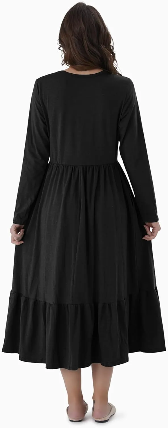 PATPAT Mommy and Me Long Sleeve Matching Dresses, Mother Daughter Cute Casual & Formal Outfits for Mom and Girls