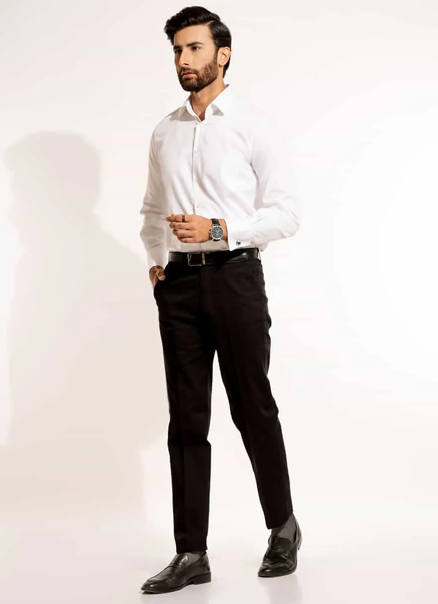 Plain Black, Wrinkle Free, 100% Cotton, Semi Formal Trouser