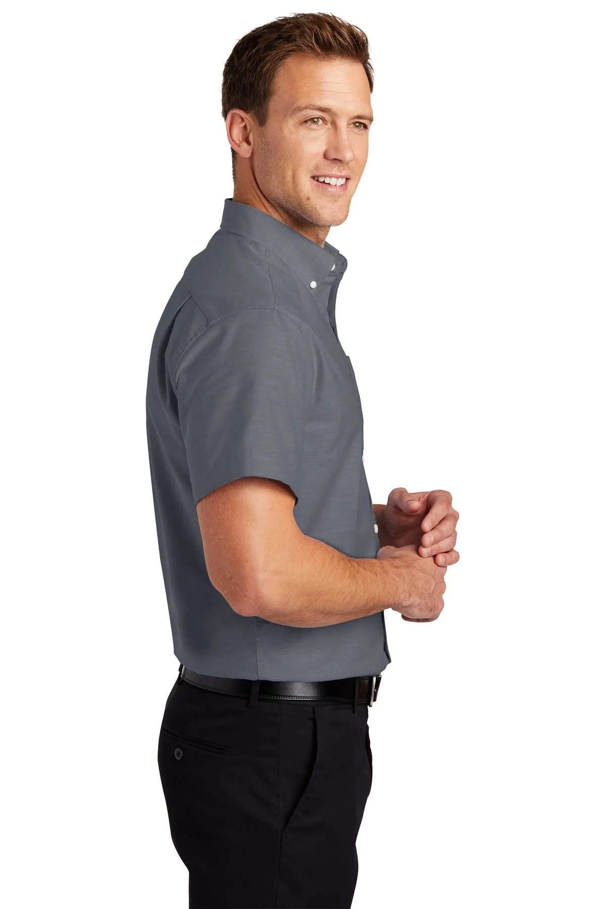 Port Authority Short Sleeve SuperPro Custom Oxford Shirts, Black