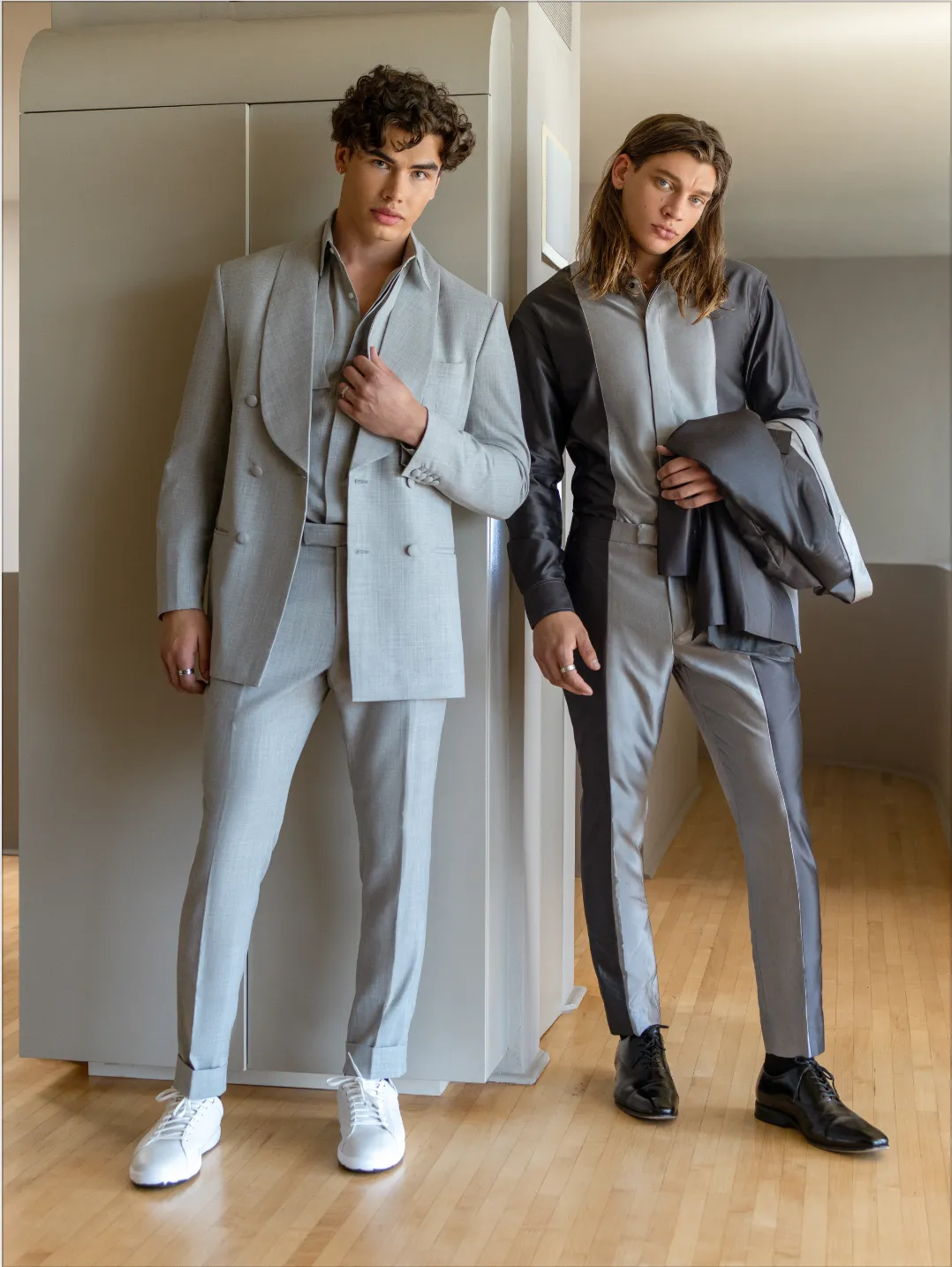 Sharp Gray Double Breast shawl collar Tuxedo