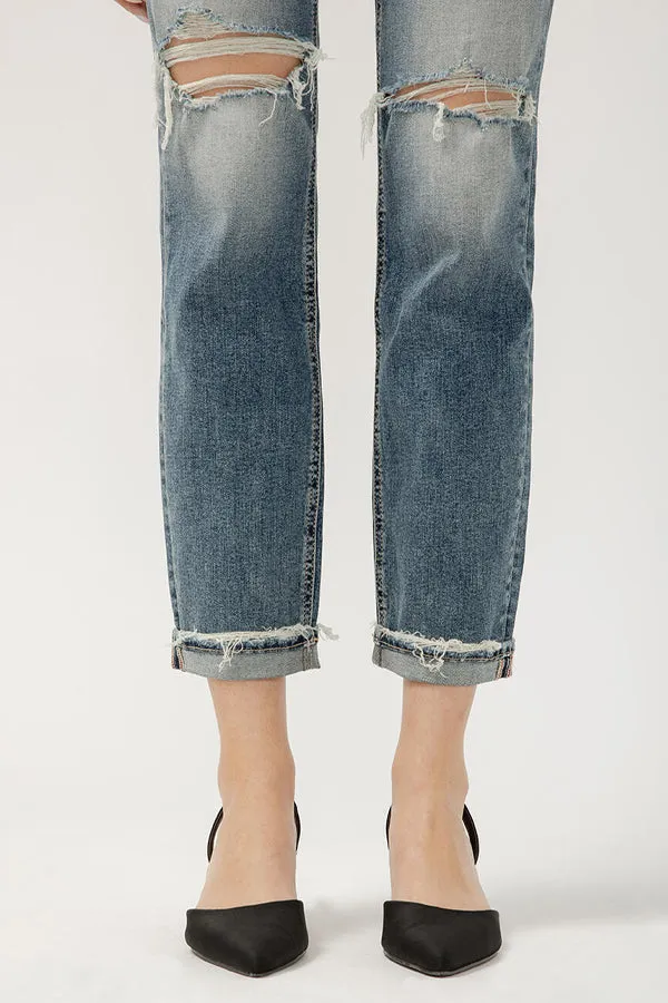 Silver Boyfriend Mid Rise Slim Leg