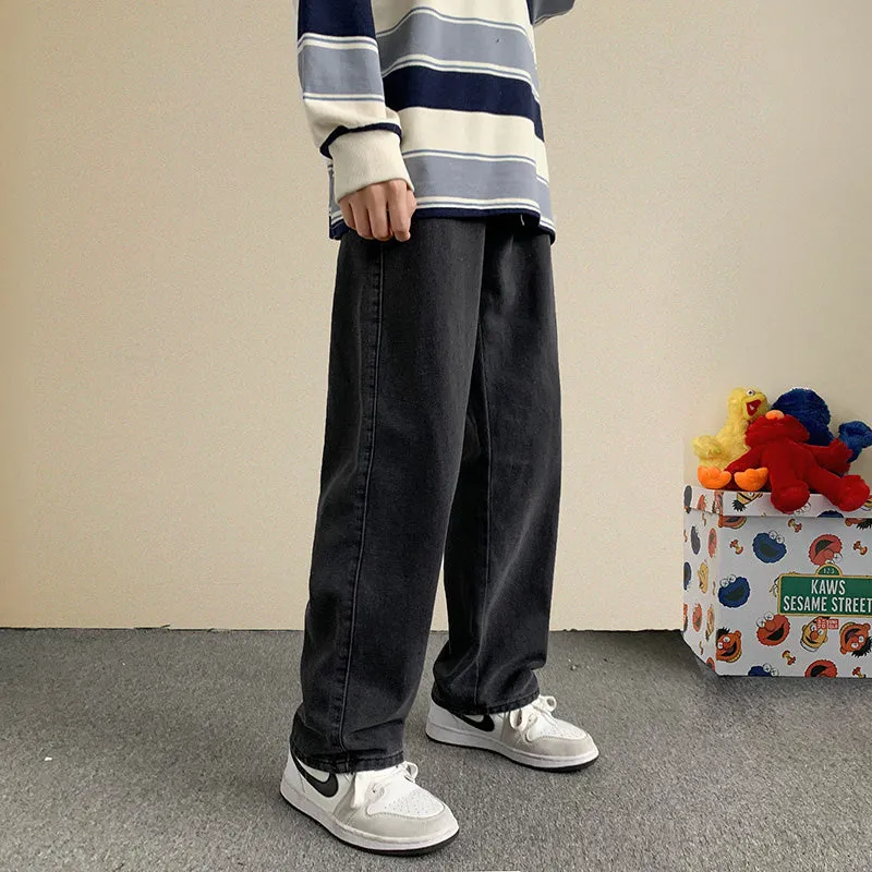 Solid Classic Straight Baggy Jeans