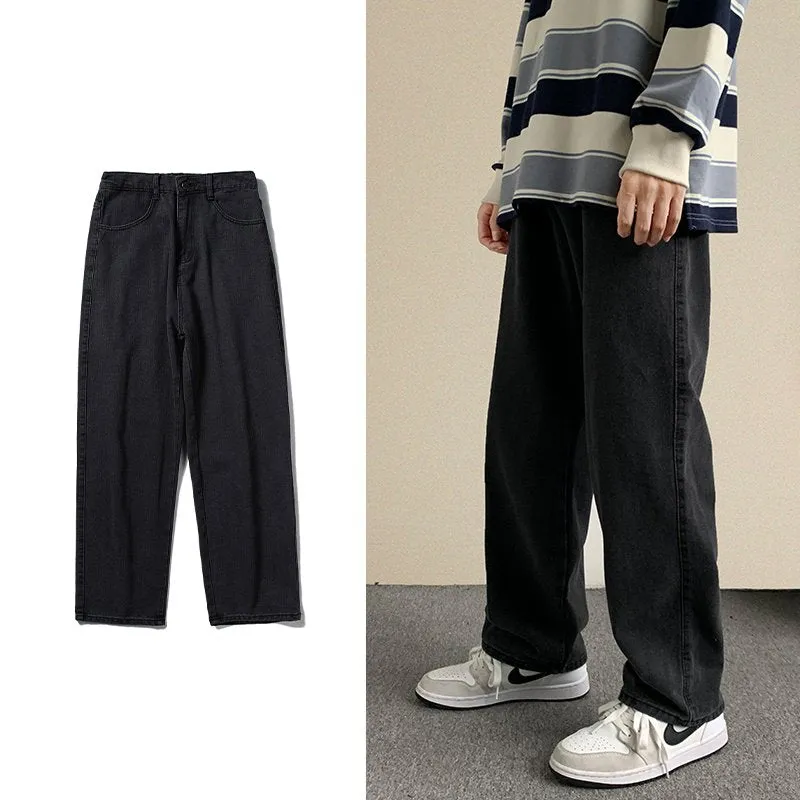 Solid Classic Straight Baggy Jeans