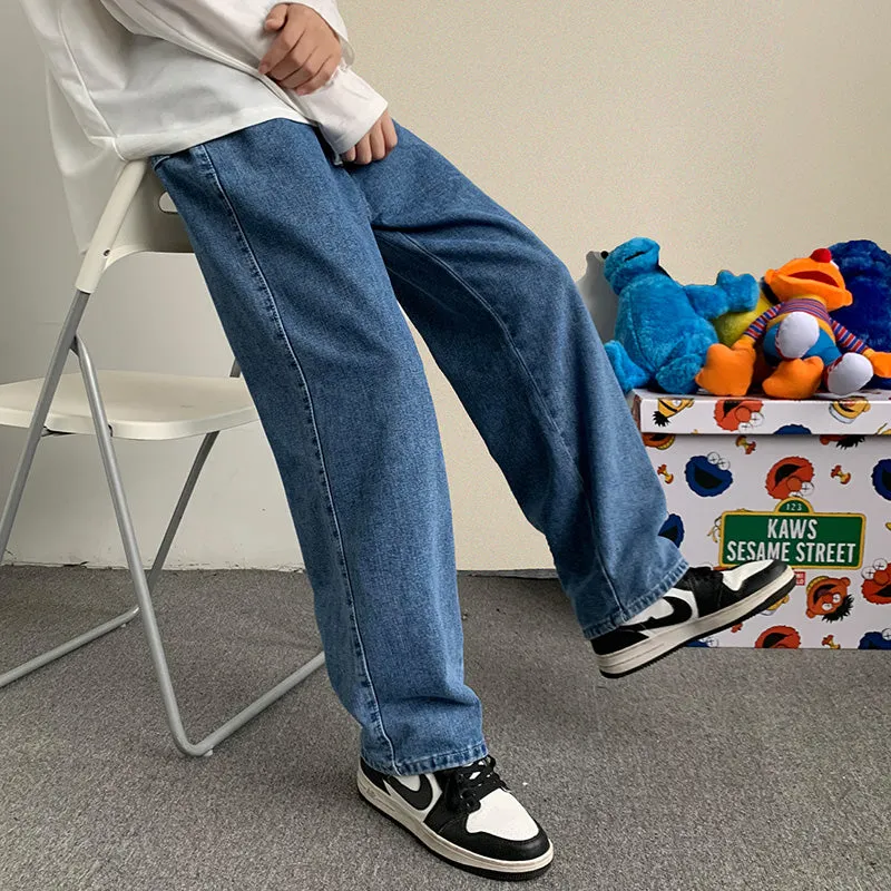 Solid Classic Straight Baggy Jeans