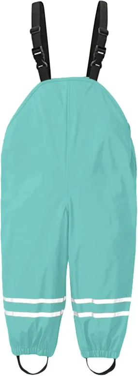 Toddlers Boys Girls Rain Bib Pants Raincoat Windproof Reflective Strips Adjustable Shoulder Strap Outwear