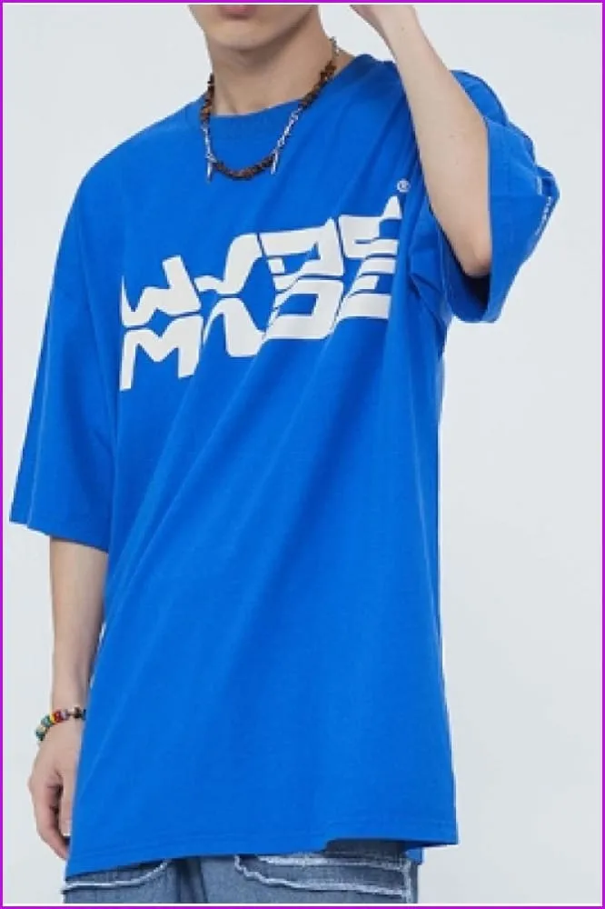 Trendy Loose Printed Summer Teenager Couple Tees