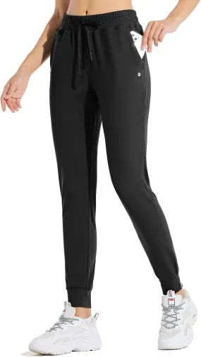 Willit Women's Fleece Lined Joggers Warm Pants Running Thermal Sweatpants Winter Athletic Hiking Water Resistant with Pockets