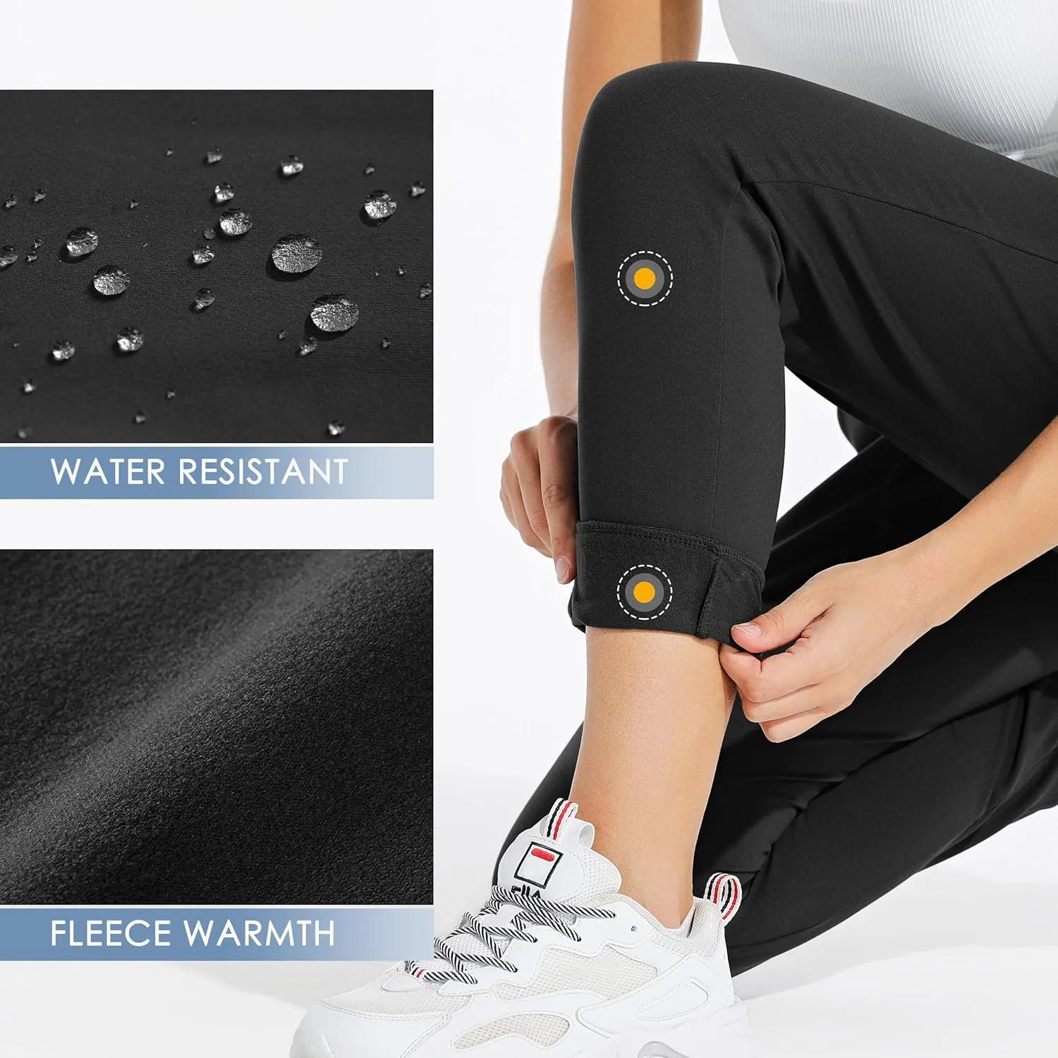 Willit Women's Fleece Lined Joggers Warm Pants Running Thermal Sweatpants Winter Athletic Hiking Water Resistant with Pockets