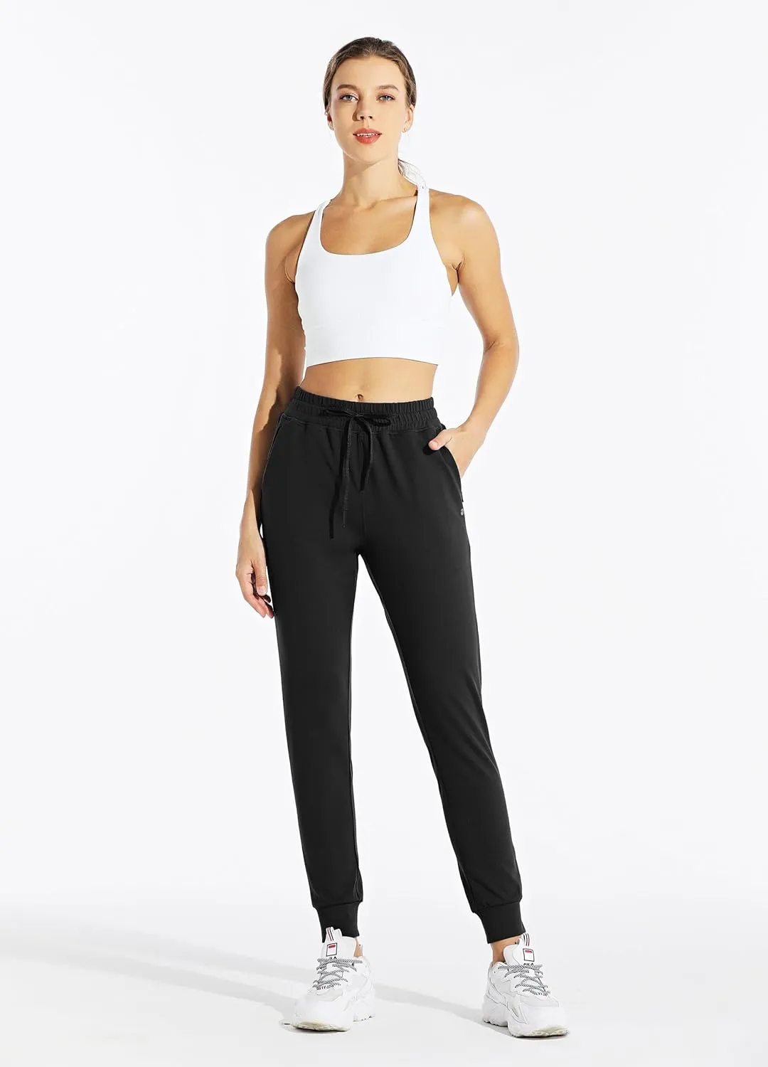 Willit Women's Fleece Lined Joggers Warm Pants Running Thermal Sweatpants Winter Athletic Hiking Water Resistant with Pockets