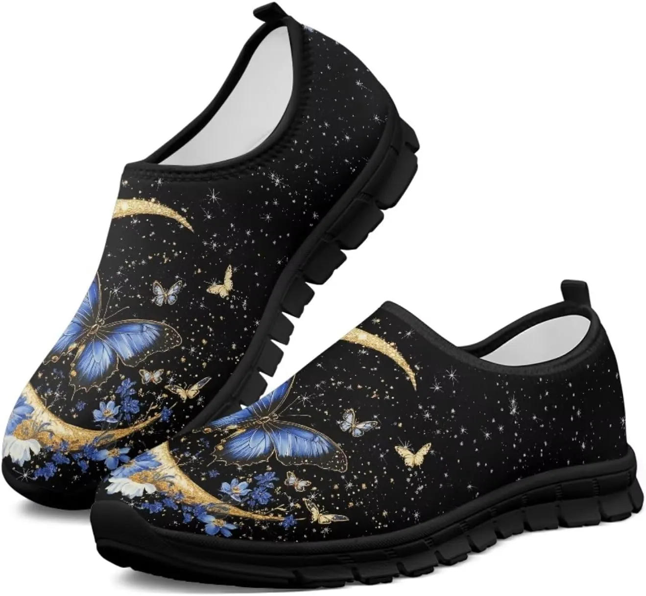 Women Butterfly Shoes Casual Slip On Walking Shoes Lightweight Breathable Athletic Running Shoes Low Top Flat Work Loafers