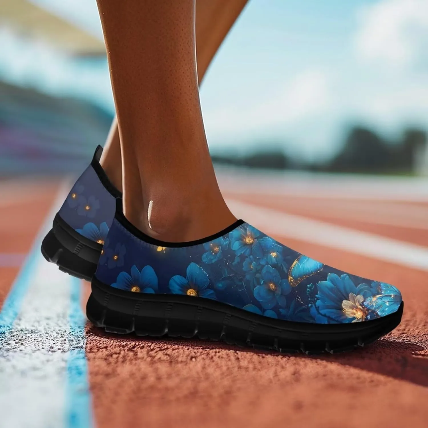 Women Butterfly Shoes Casual Slip On Walking Shoes Lightweight Breathable Athletic Running Shoes Low Top Flat Work Loafers