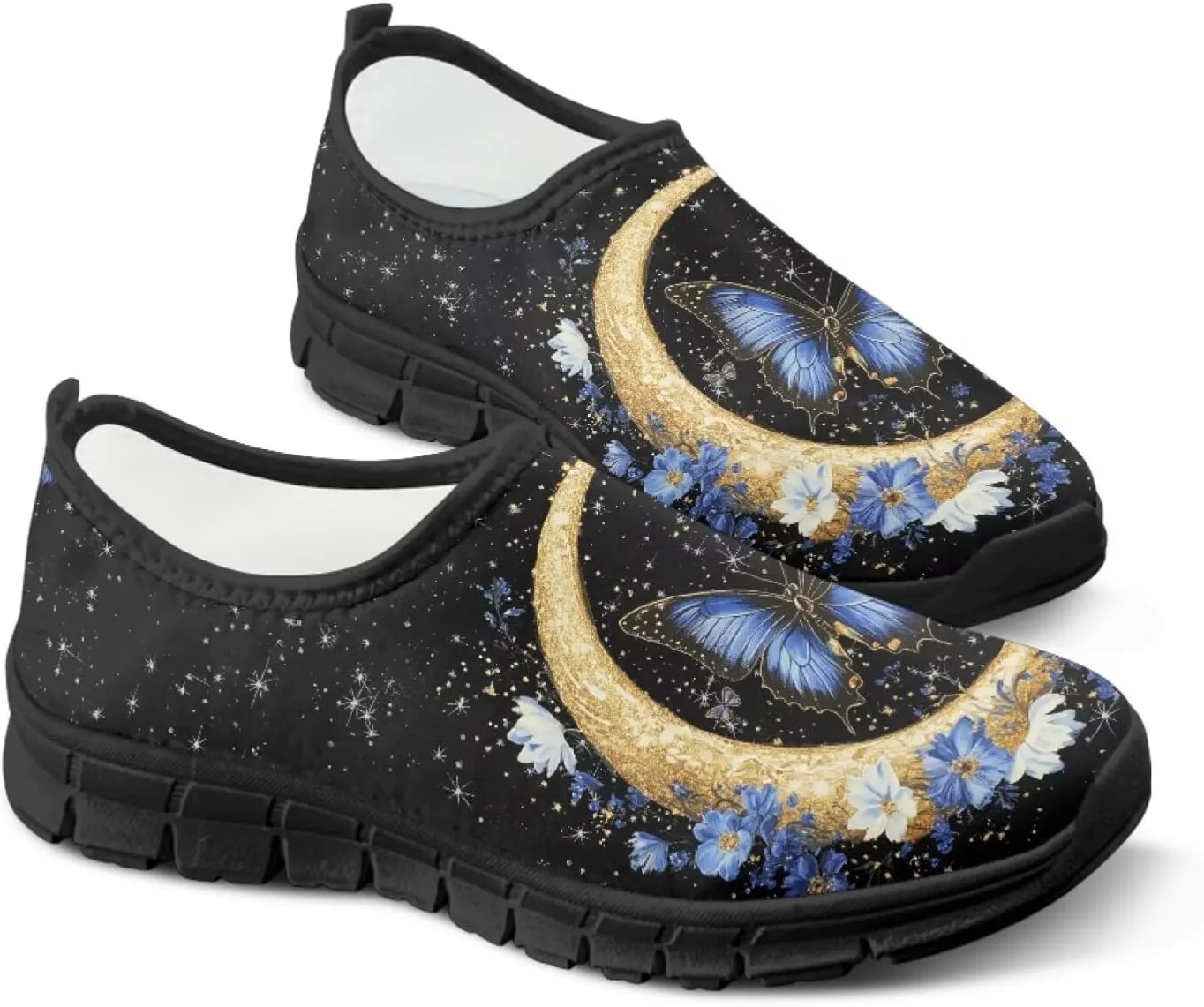Women Butterfly Shoes Casual Slip On Walking Shoes Lightweight Breathable Athletic Running Shoes Low Top Flat Work Loafers