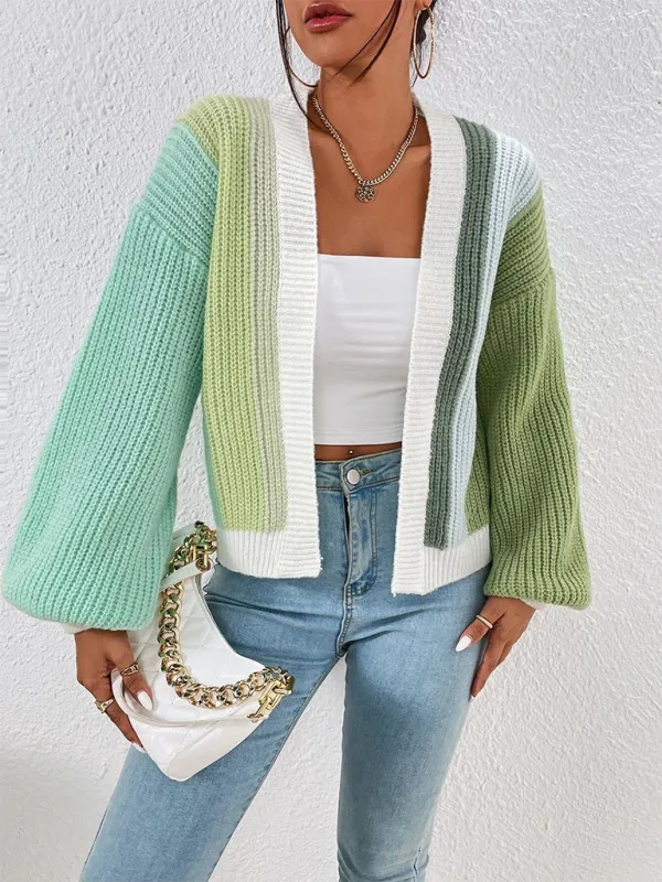Women’s Rainbow Knitting Open-Front Cardigan | Cozy Relaxed Fit Sweater