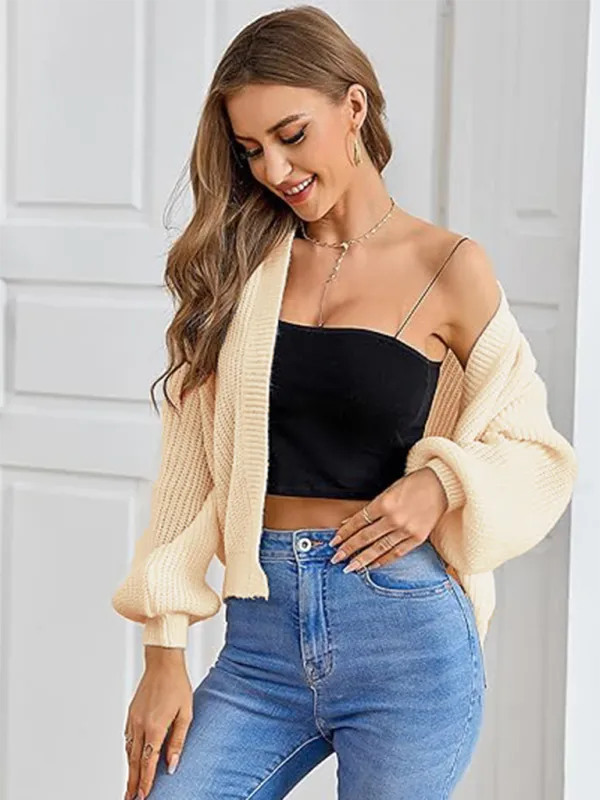Women’s Rainbow Knitting Open-Front Cardigan | Cozy Relaxed Fit Sweater